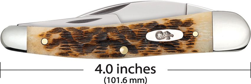 Case XX CA30094 Seahorse Whittler — Peach Seed Jig Amber Bone | Carbon Steel Blades