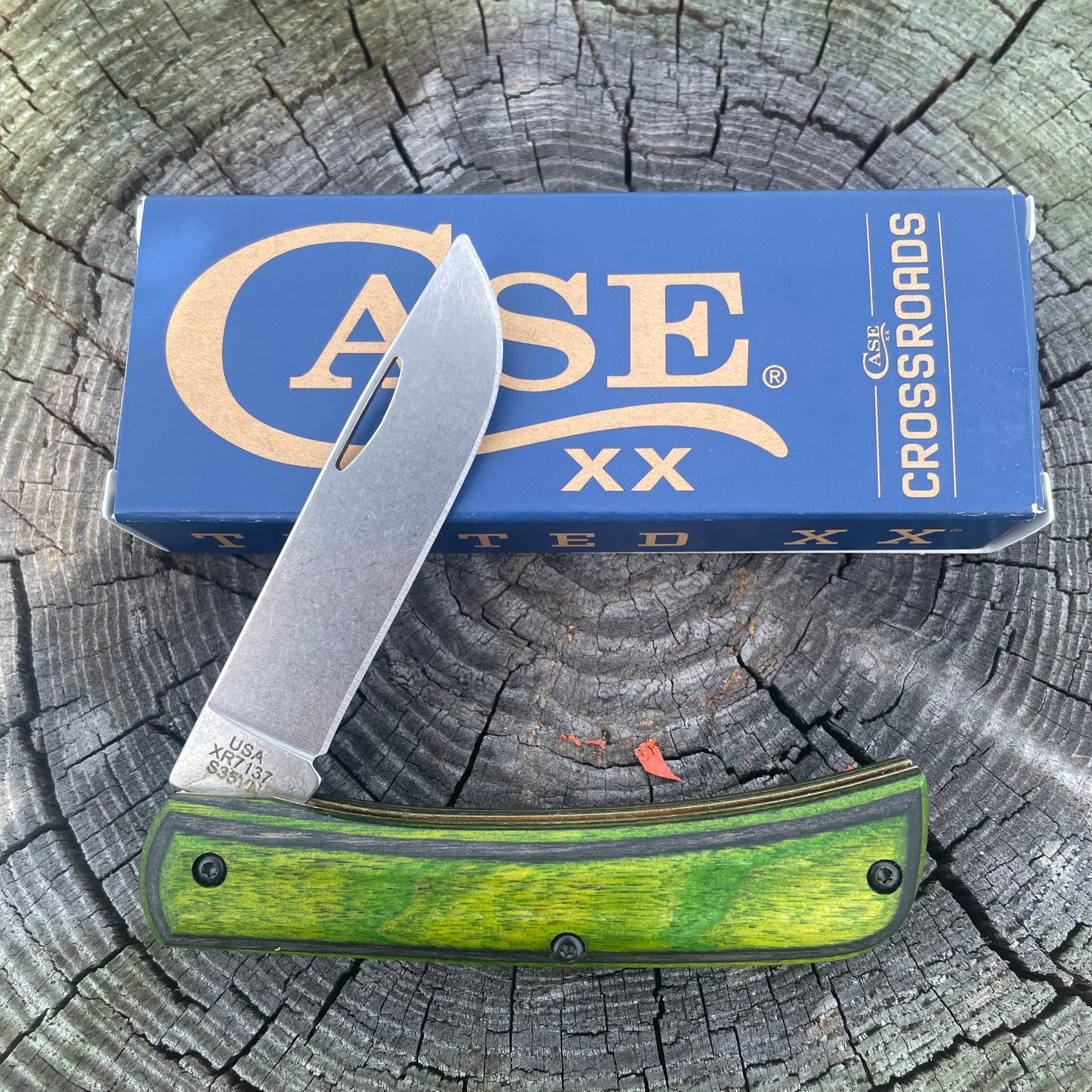 Case XX Green/Black Laminate Wood Smooth XR Sod Buster Jr CA66383