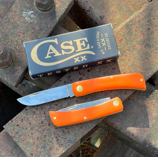 Case XX Sod Buster Jr Pocket Knife – Orange Delrin Handle – Skinner Blade – USA Made – CA80502