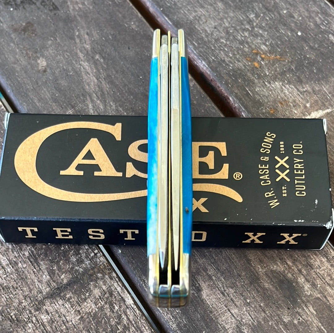 Case XX Peanut Pocket Knife – Caribbean Blue Bone Handle – Dual