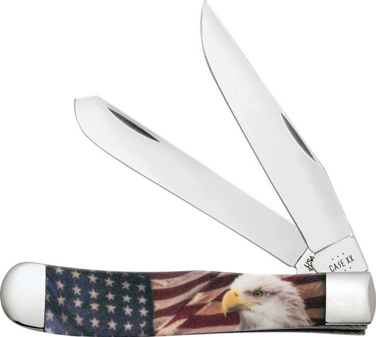 Case XX CA10647 Trapper — Patriotic Eagle Color Infusion Handle | Clip & Spey Blades