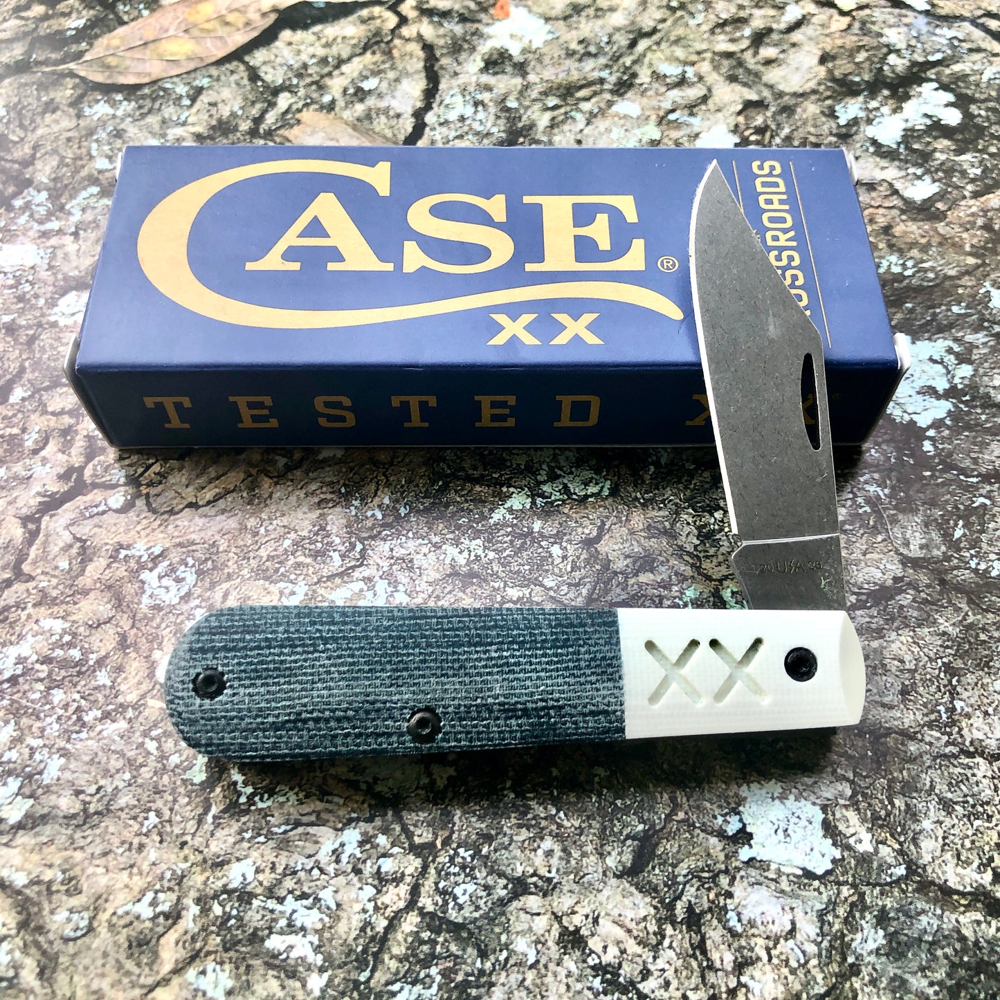 Crossroads XR Barlow Pocket Knife – Blue Denim Micarta – S35VN – Case XX CA10875