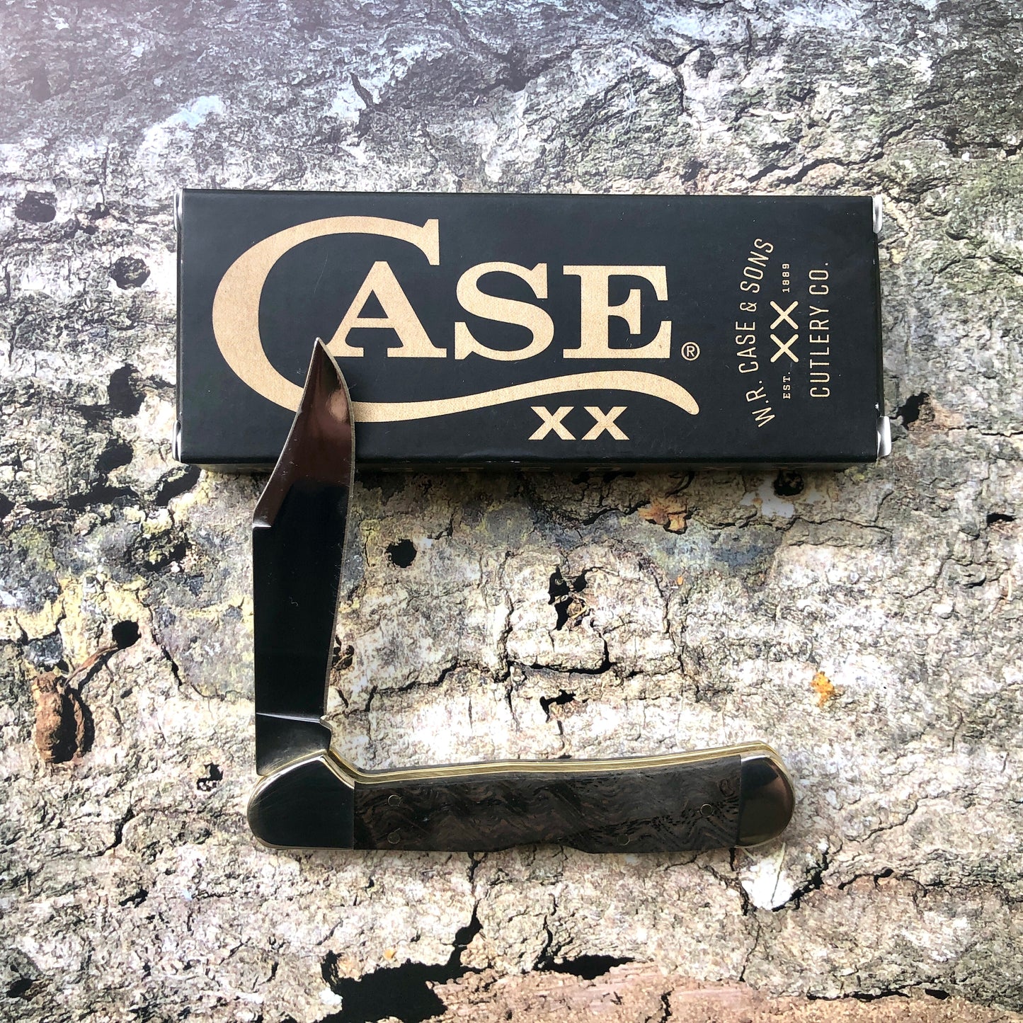 Mini CopperLock Pocket Knife – Black Curly Oak – Tru-Sharp® Stainless – Case XX CA14010