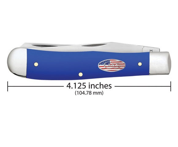 Case XX CA16400 Trapper — Royal Blue Synthetic Handle | Clip & Spey Blades