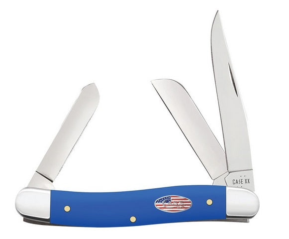 Case XX CA16402 Medium Stockman — Royal Blue Synthetic Handle | Clip, Sheepfoot & Spey Blades