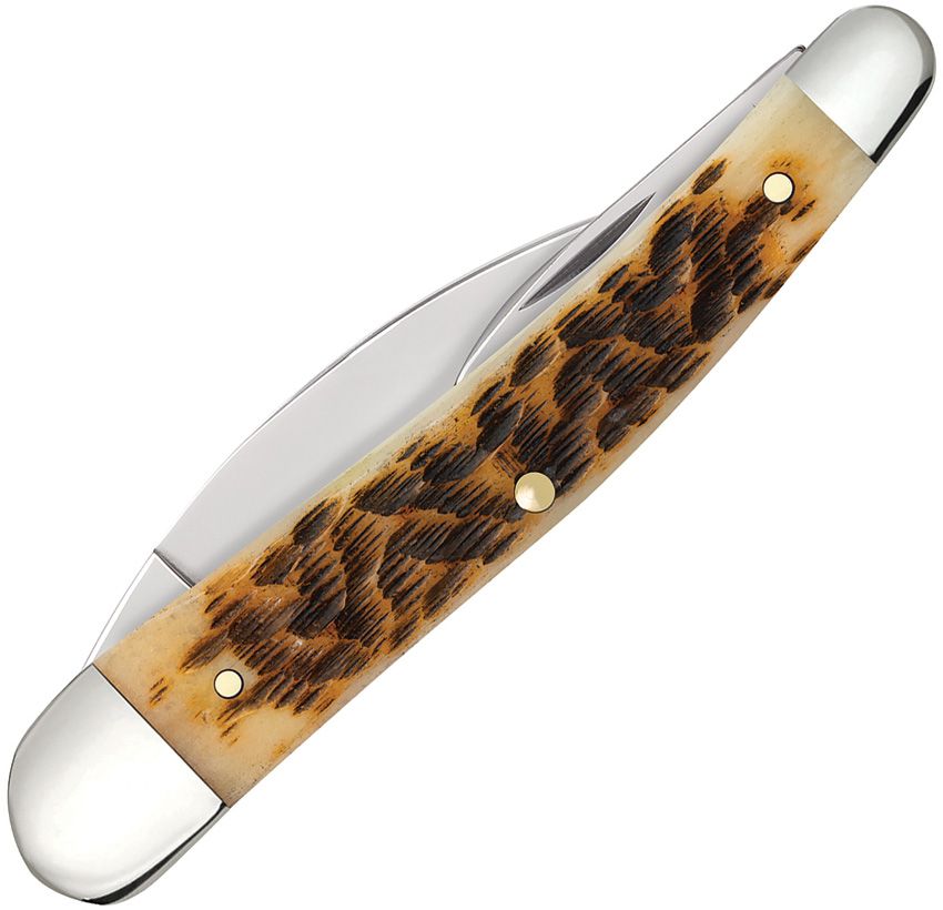Case XX CA30094 Seahorse Whittler — Peach Seed Jig Amber Bone | Carbon Steel Blades