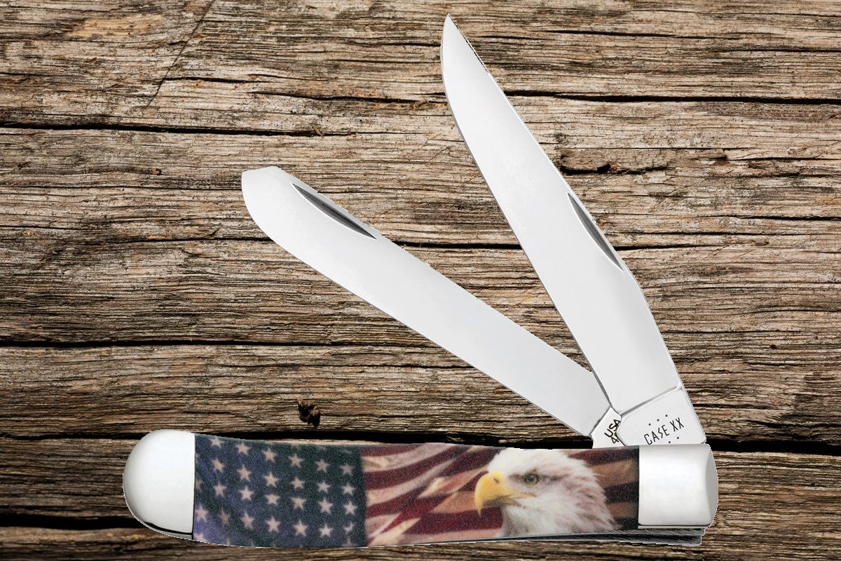 Case XX CA10647 Trapper — Patriotic Eagle Color Infusion Handle | Clip & Spey Blades