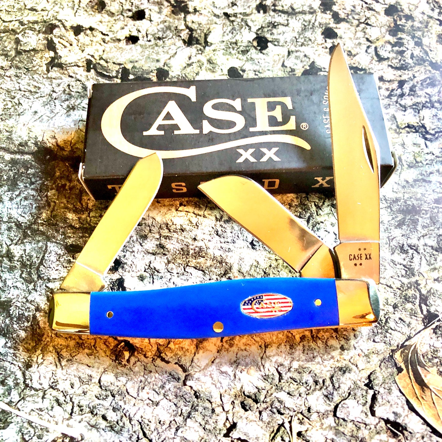 Case XX CA16405 Large Stockman — Royal Blue Synthetic Handle | Clip, Sheepfoot & Spey Blades