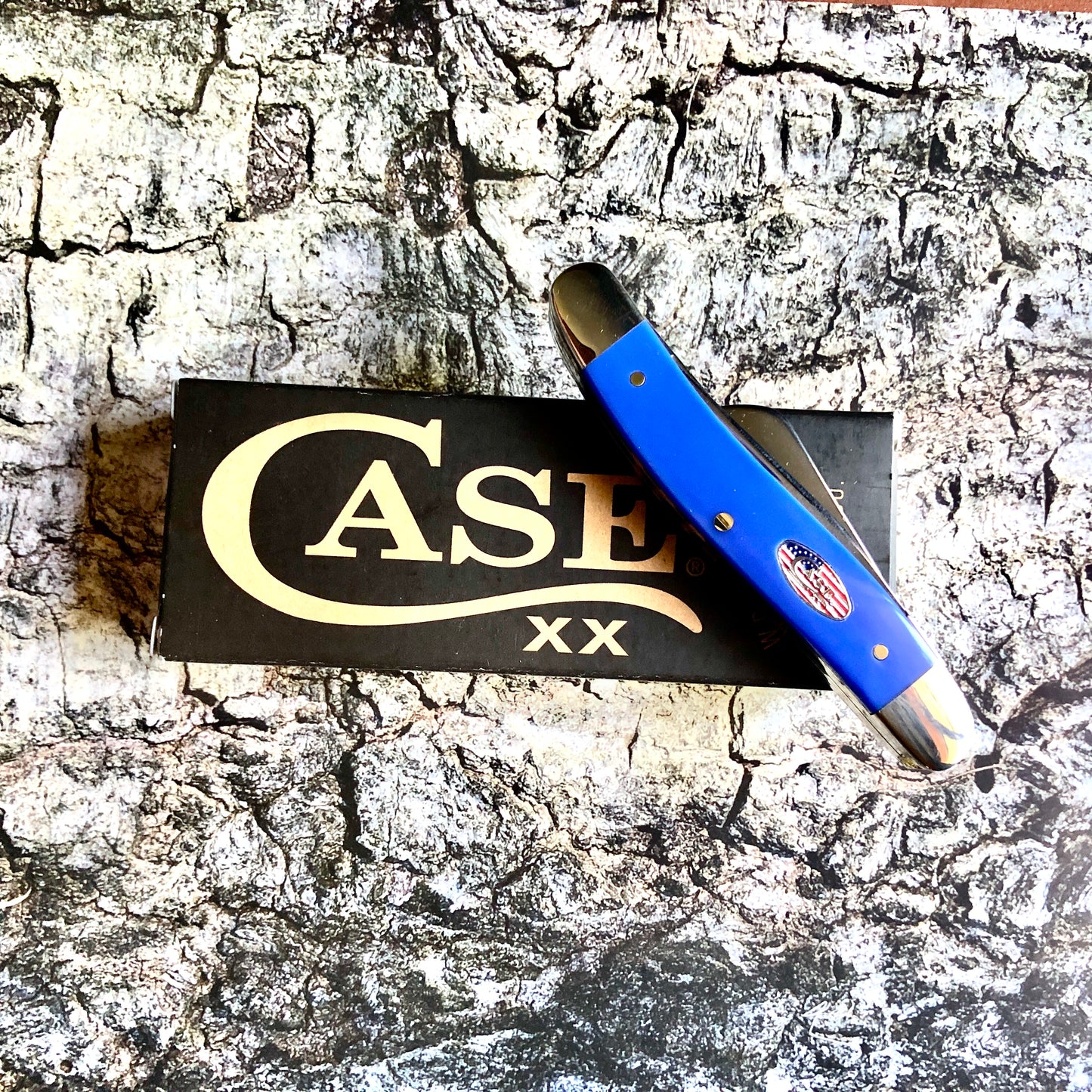 Case XX CA16402 Medium Stockman — Royal Blue Synthetic Handle | Clip, Sheepfoot & Spey Blades