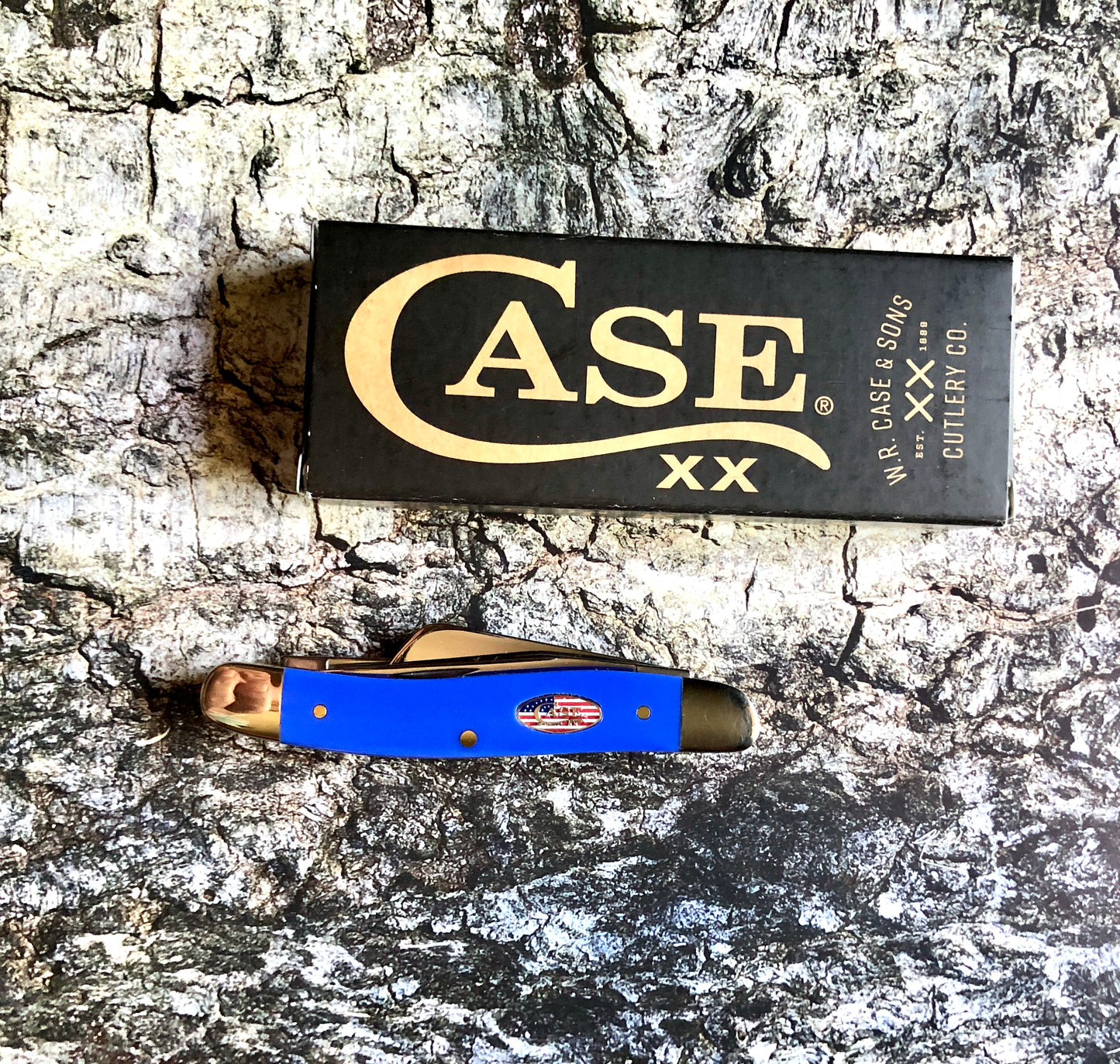 Case XX CA16402 Medium Stockman — Royal Blue Synthetic Handle | Clip, Sheepfoot & Spey Blades