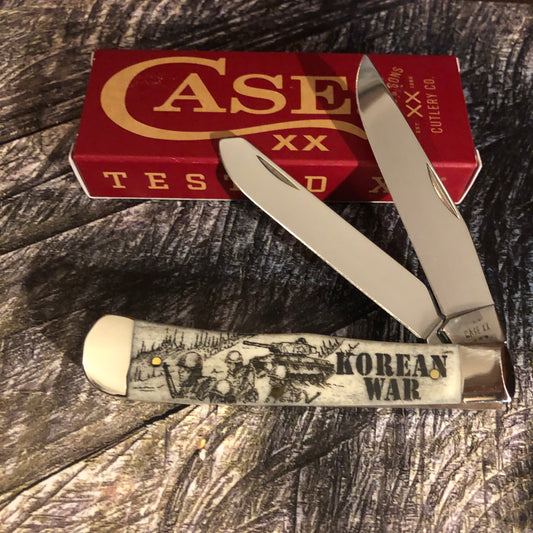 Case XX Korean War Trapper Natutal Bone CA50951
