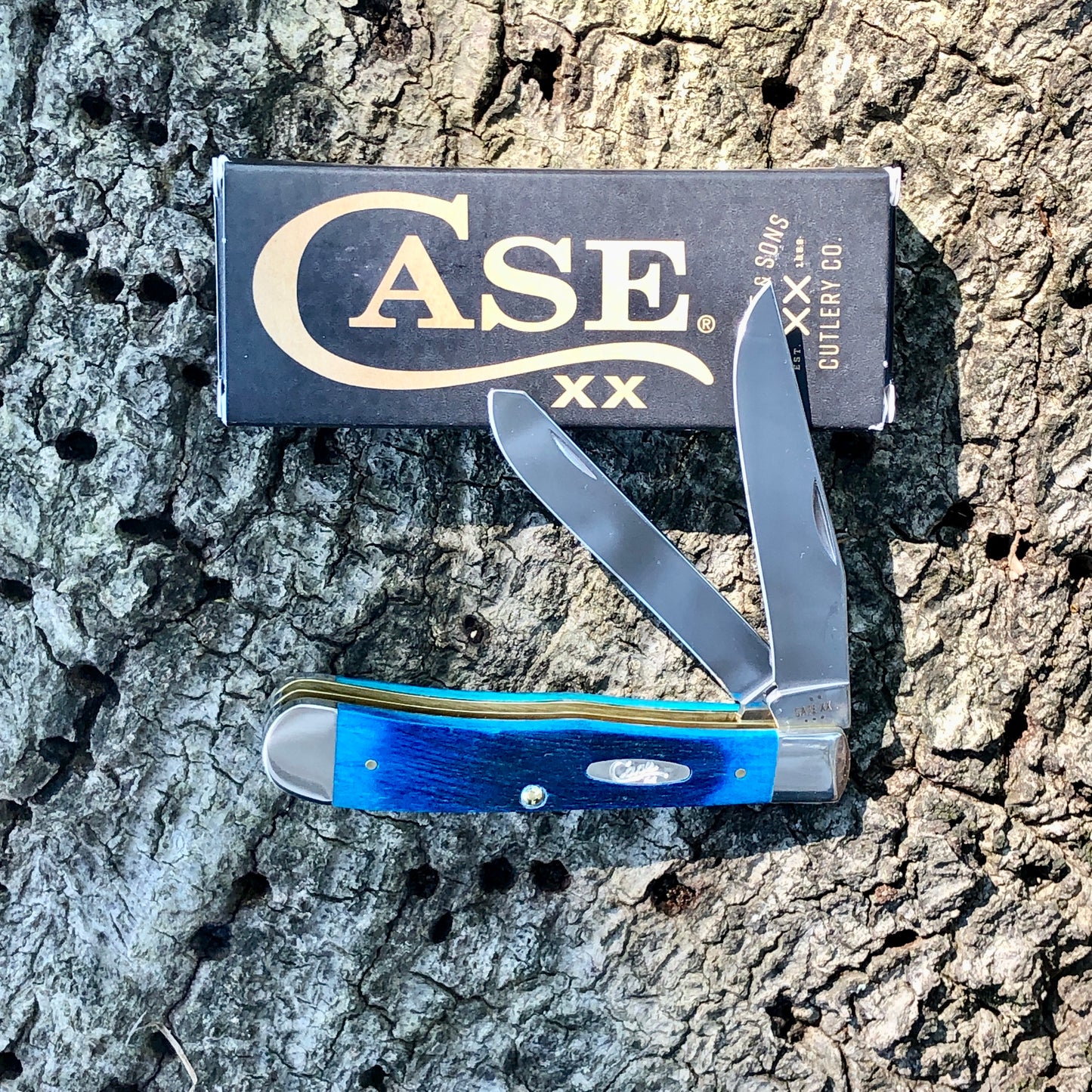 Case XX Caribbean Blue Sawcut Bone Trapper CA25592