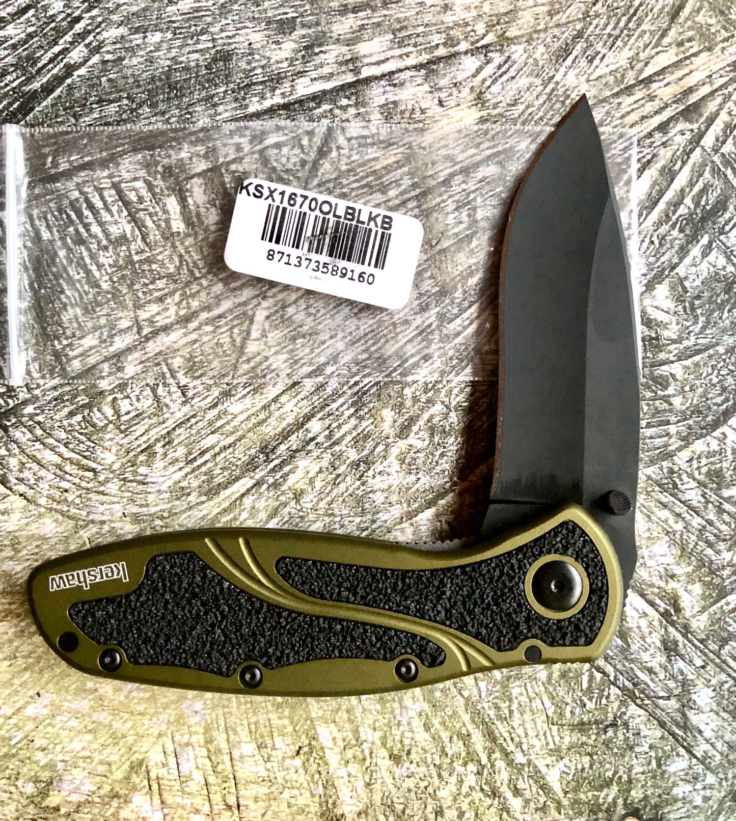 Kershaw KSX1670OLBLKB Blur — OD Green Handle | Black DLC Blade | Assisted Opening Factory Second