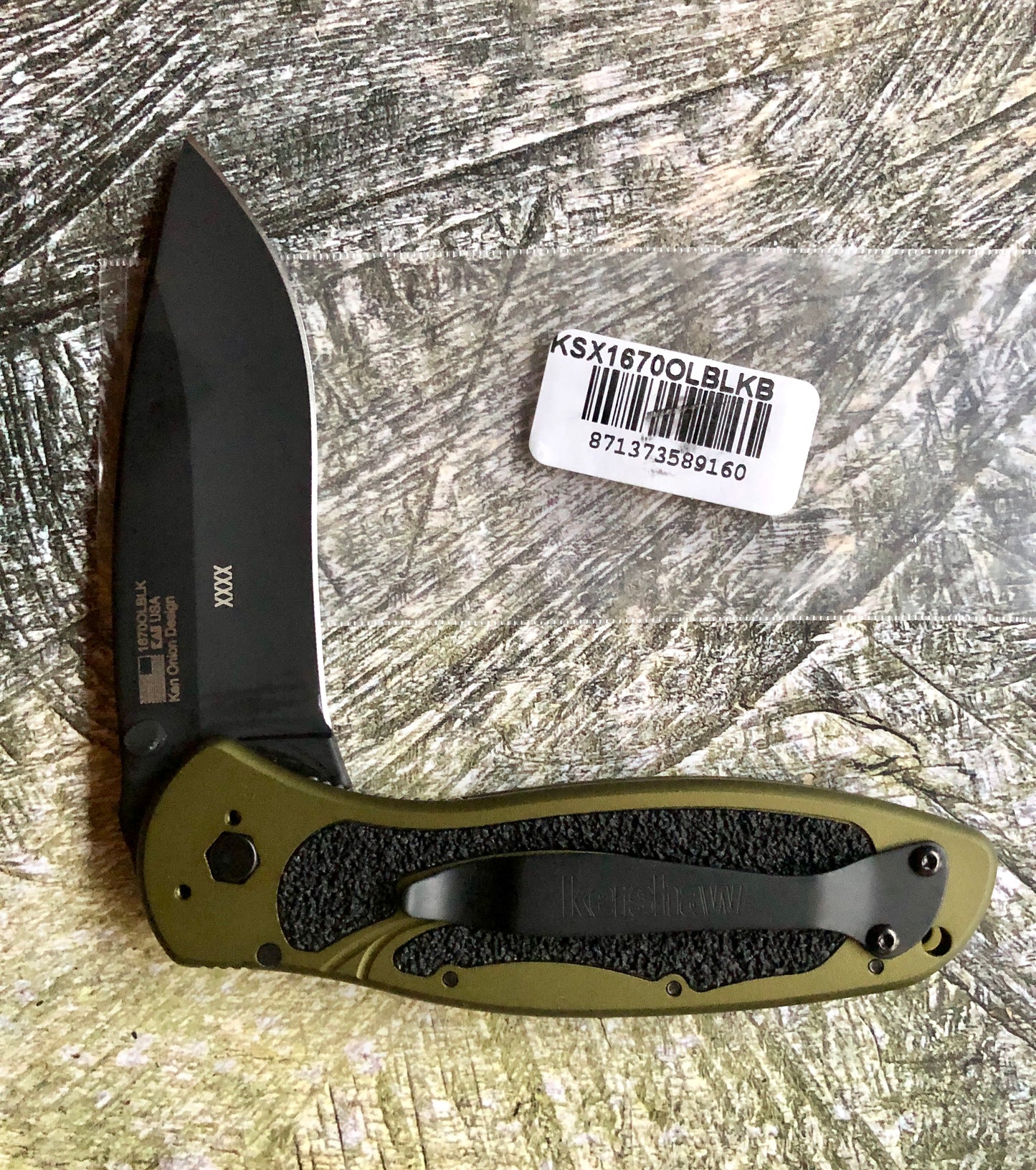 Kershaw KSX1670OLBLKB Blur — OD Green Handle | Black DLC Blade | Assisted Opening Factory Second