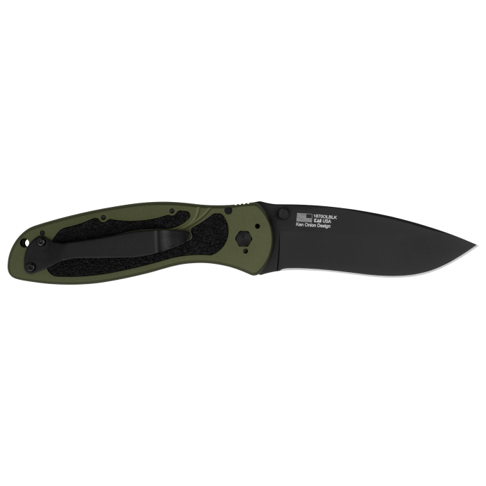 Kershaw KSX1670OLBLKB Blur — OD Green Handle | Black DLC Blade | Assisted Opening Factory Second
