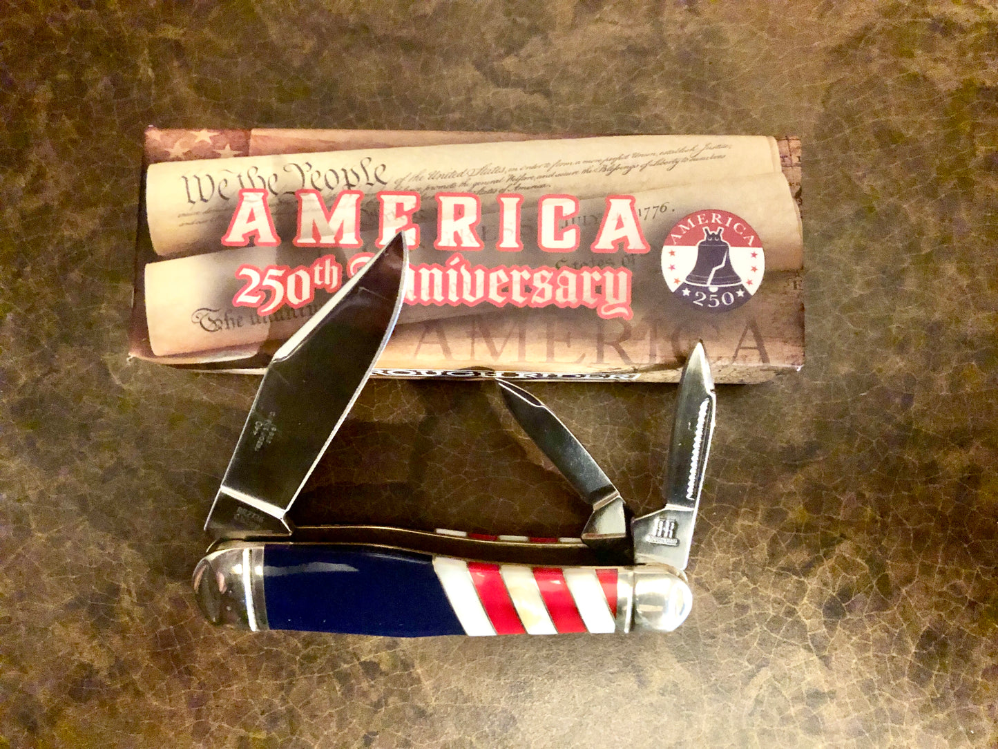 Rough Rider RR2736 Whittler 250 USA Anniversary — Red, White & Blue Handle | Clip, Sheepfoot & Spear Blades