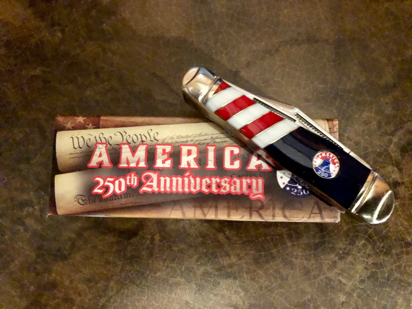Rough Rider RR2736 Whittler 250 USA Anniversary — Red, White & Blue Handle | Clip, Sheepfoot & Spear Blades