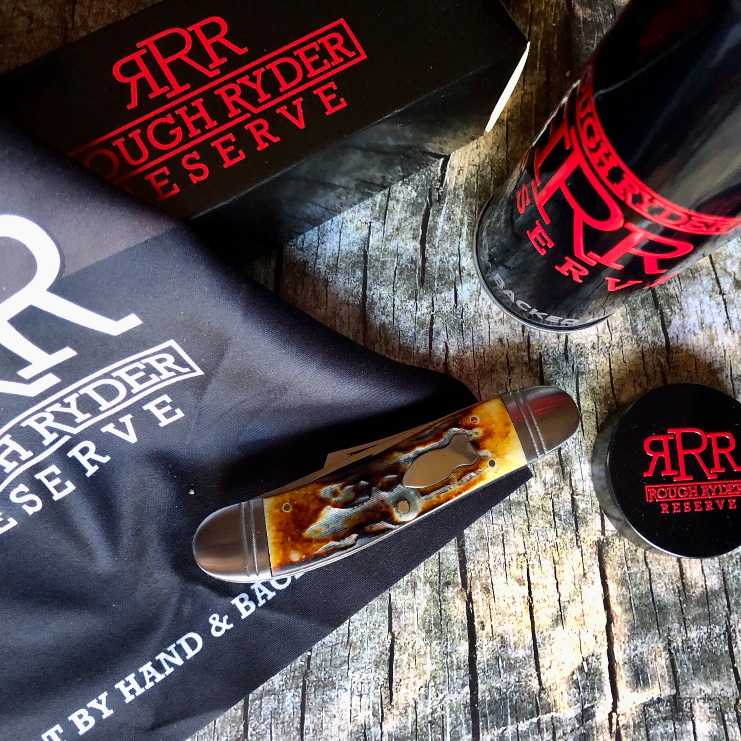 Rough Ryder Reserve RRR026CB Roundup — Brown Stag Bone Handle | Clip & Spey Blades