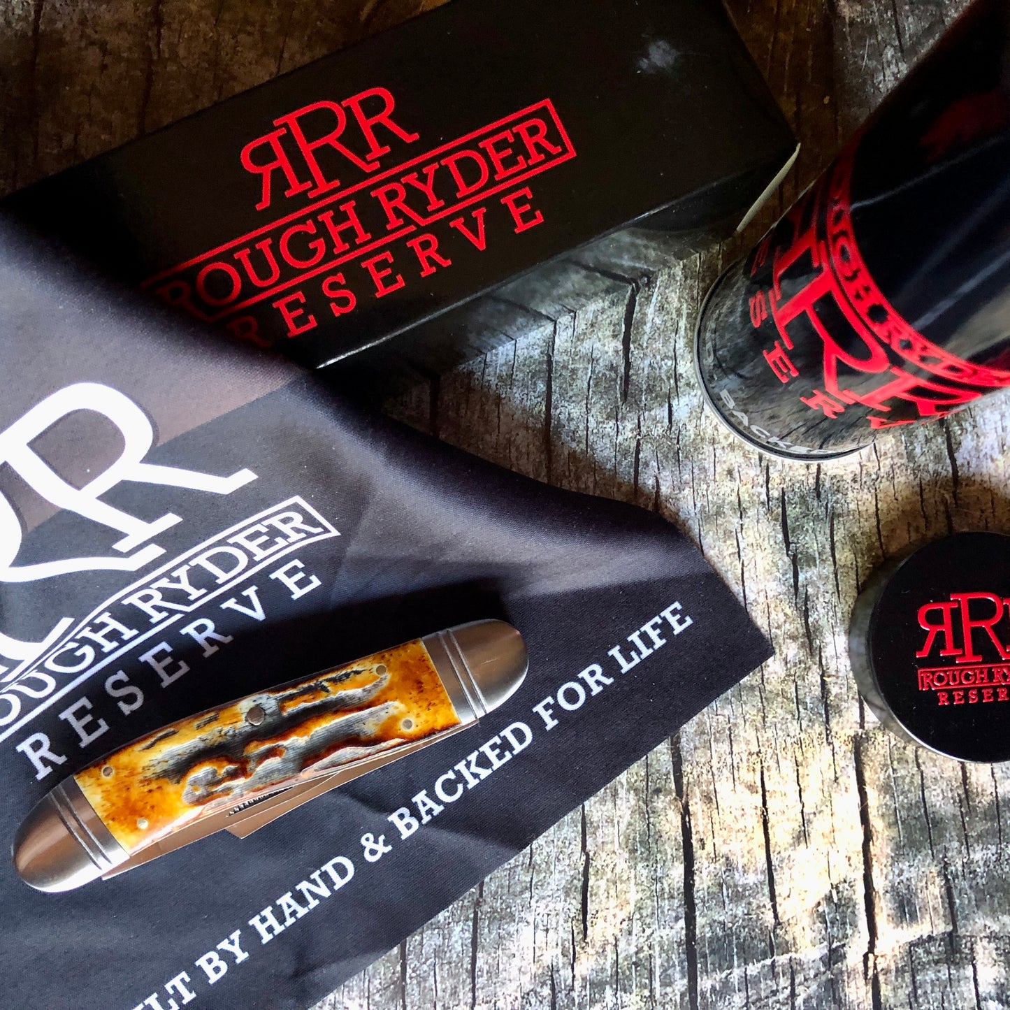 Rough Ryder Reserve RRR026CB Roundup — Brown Stag Bone Handle | Clip & Spey Blades