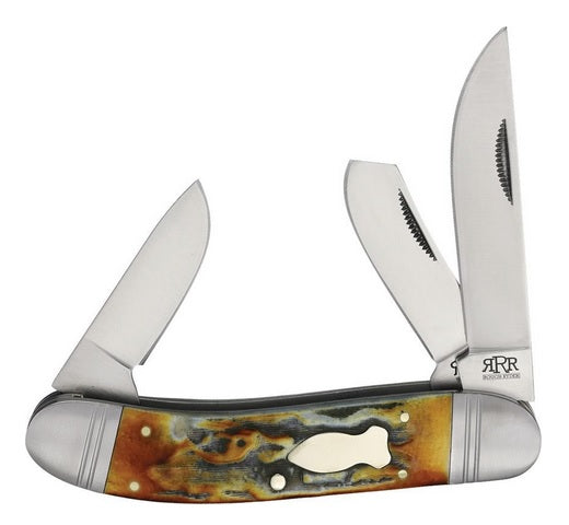 Rough Ryder Reserve RRR026CB Roundup — Brown Stag Bone Handle | Clip & Spey Blades